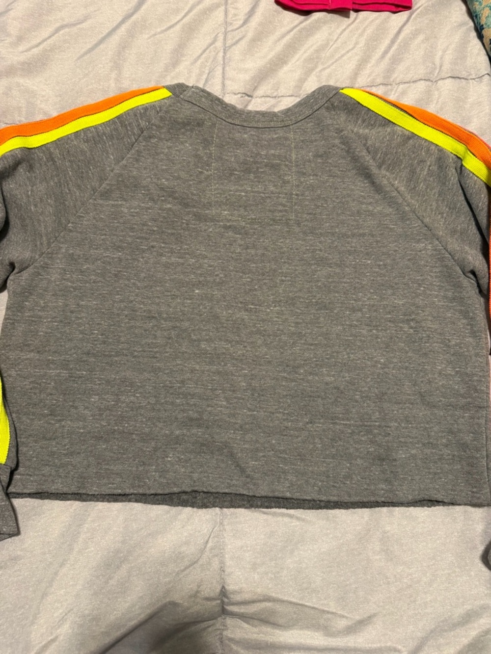 Aviator Nation Gray Cropped Sweatshirt with Five Stripe - Picture 9 of 9